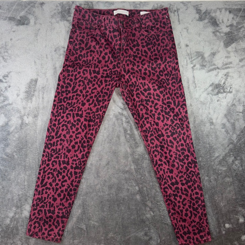 Womens 8 Social Standard Sanctuary Ankle Skinny Jeans Burgundy Leopard Excellent